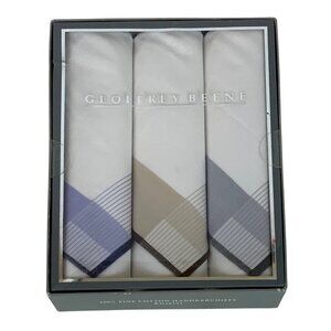 Geoffrey Beene 100% Fine Cotton Handkerchiefs Set Of 3 In Gift Box New
